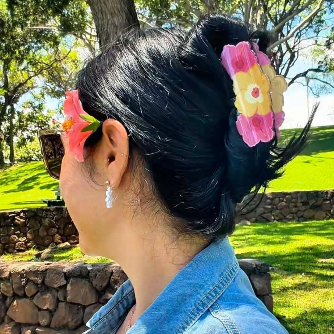 TRIPLE HIBISCUS HAIR CLIP