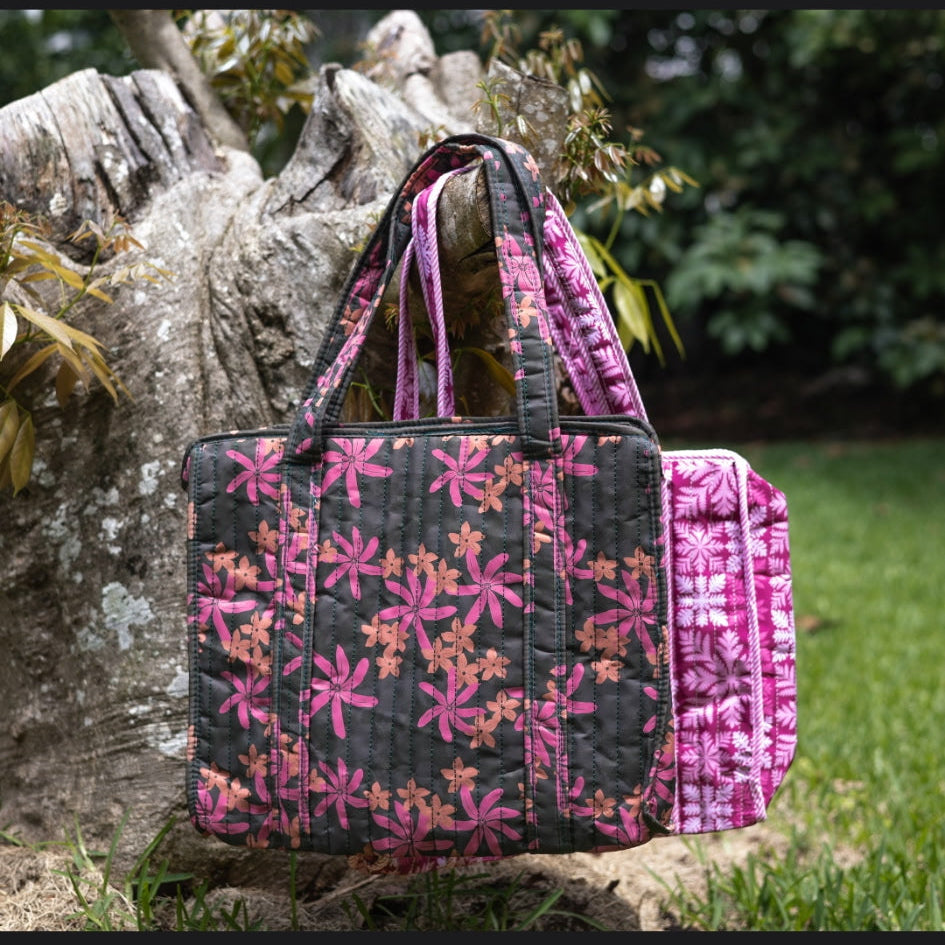 GREEN QUILTED TIARE ZIPPER TOTE