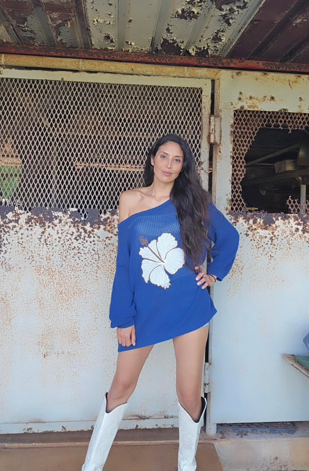 BLUE HIBISCUS SWEATER