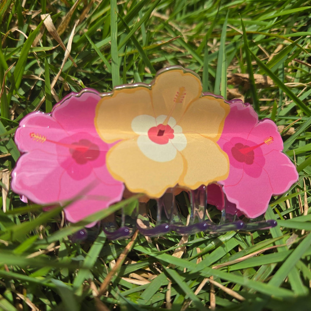 TRIPLE HIBISCUS HAIR CLIP